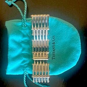 Tiffany & Co. Gate Link Bracelet Circa 1990 18kt Yellow Gold & Sterling Silver